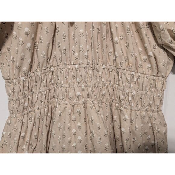Neuflora Beige Floral Tiered Midi Dress - Size L - Cottagecore Dream! 🌸 - Picture 7 of 11